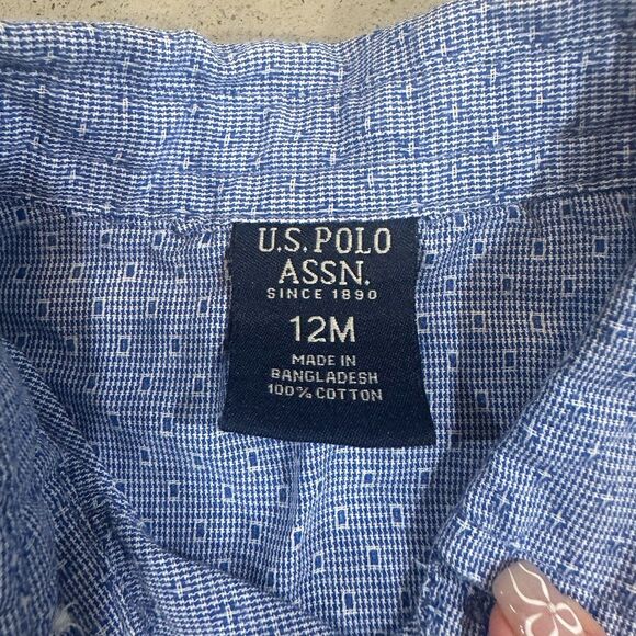 US Polo Assn Baby Boy blue Long Sleeve Button Down Shirt size 12 months - Picture 3 of 4